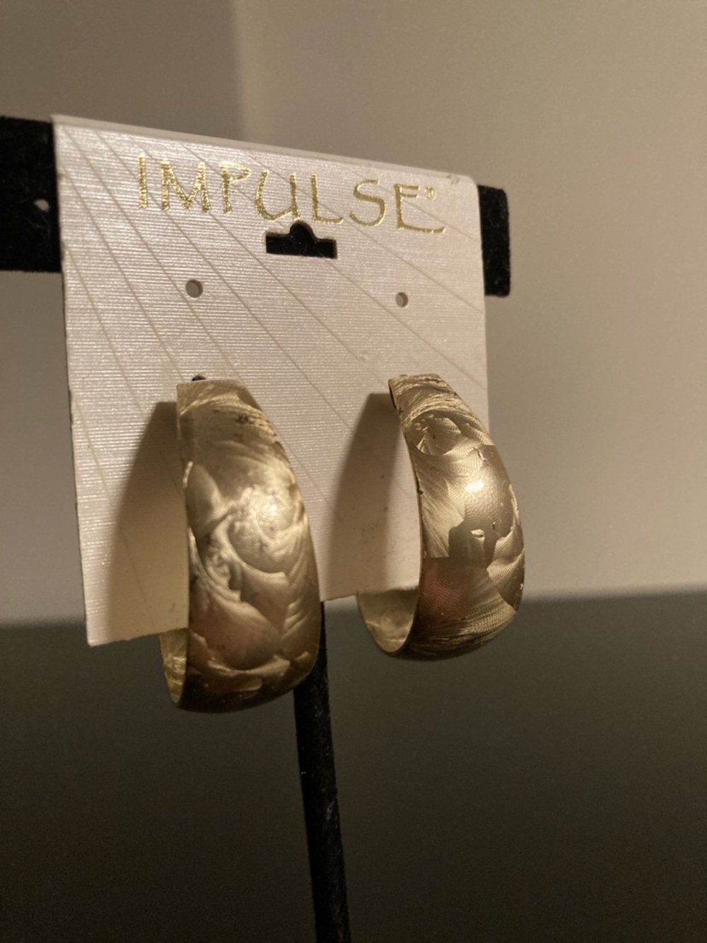 Pulse Gold-Tone Embossed Hoop Earrings